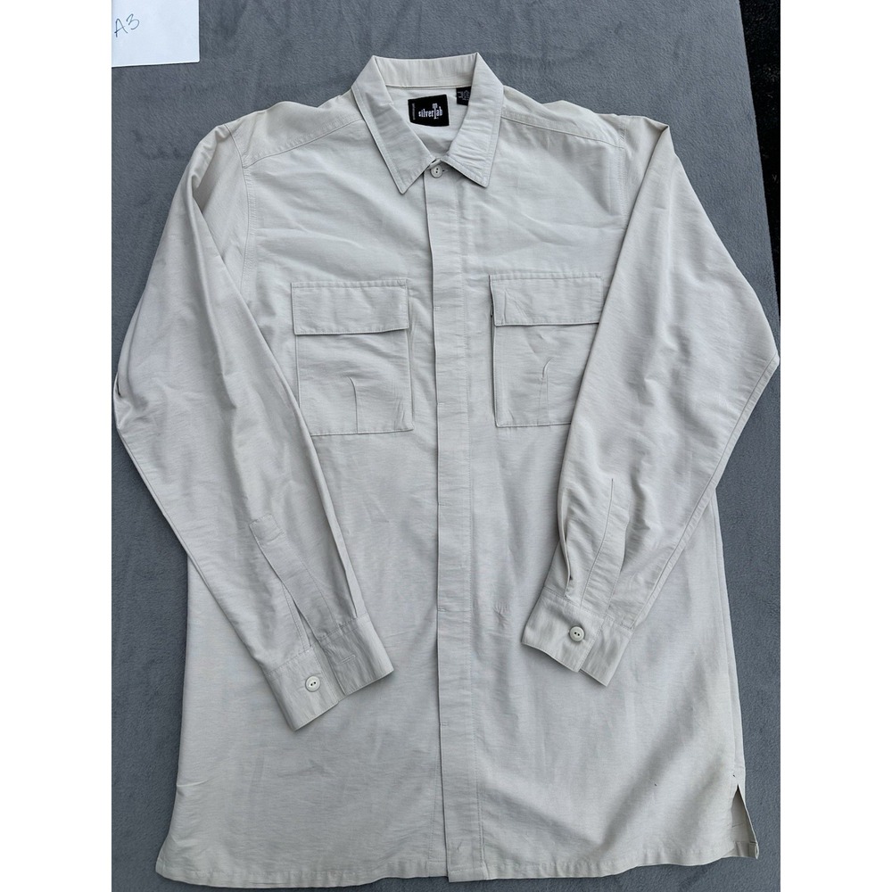 VTG 90s Levi's SilverTab Shirt Mens Medium Beige Button Front 2Pocket Y2K Casual